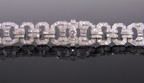 Art Deco 14ct Diamonds Bracelet in Its Box, Platinum, France, Circa 1930