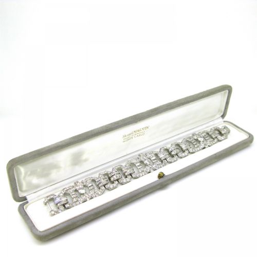 fig 1. Art Deco 14ct Diamonds Bracelet in its box, Platinum, France, circa 1930