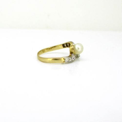 EDWARDIAN TOI ET MOI CROSSOVER NATURAL PEARL DIAMONDS RING 18KT GOLD AND PLATINUM CIRCA 1910 - ADDITIONAL PHOTO 3