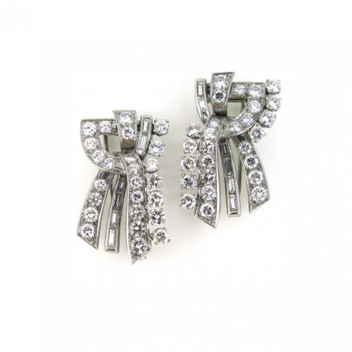 ART DECO 8CT DIAMONDS DOUBLE CLIP BY PAILLETTE PLATINUM FRANCE CIRCA 1930 - ADDITIONAL PHOTO 1