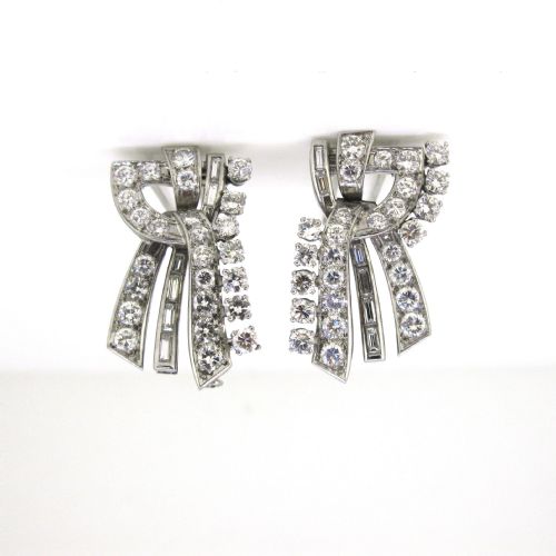 ART DECO 8CT DIAMONDS DOUBLE CLIP BY PAILLETTE PLATINUM FRANCE CIRCA 1930 - ADDITIONAL PHOTO 3