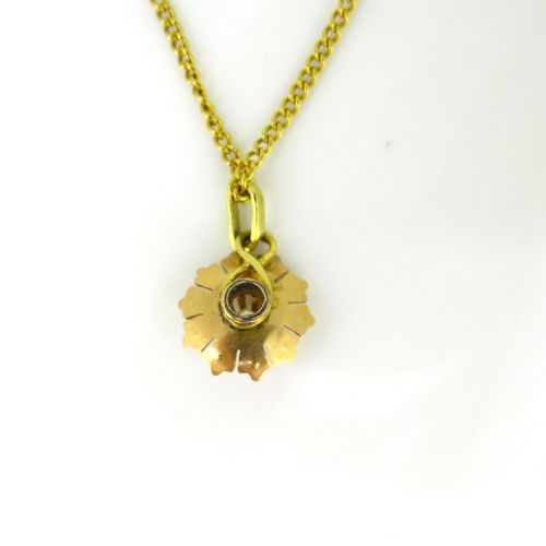 ANTIQUE VICTORIAN DIAMOND AND PEARLS FLOWER PENDANT 18KT ROSE AND YELLOW GOLD FRANCE CIRCA 1880 - ADDITIONAL PHOTO 3