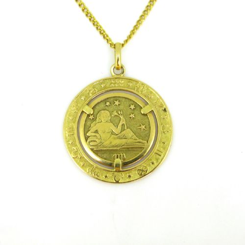 fig 1. Vintage Virgo Astrological sign Zodiac Pendant, 18kt Yellow Gold, circa 1930
