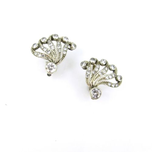 fig 1. Victorian Style Diamonds Flower Earrings, 18kt rose gold and silver