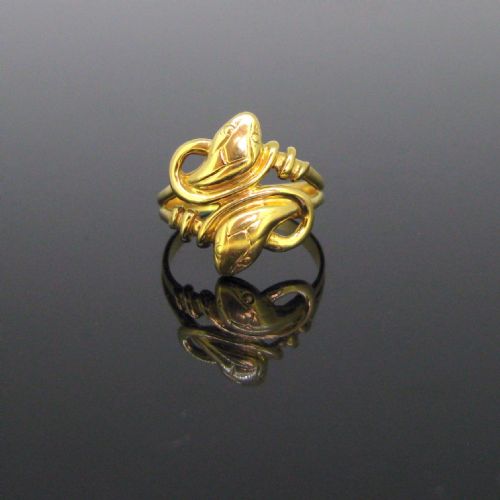 Antique Art Nouveau Snakes Ring, 18kt Yellow Gold, France, Circa 1905