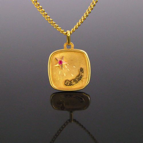 Vintage Etoile D’amour Love Pendant by Perroud, 18k Yellow Gold, France