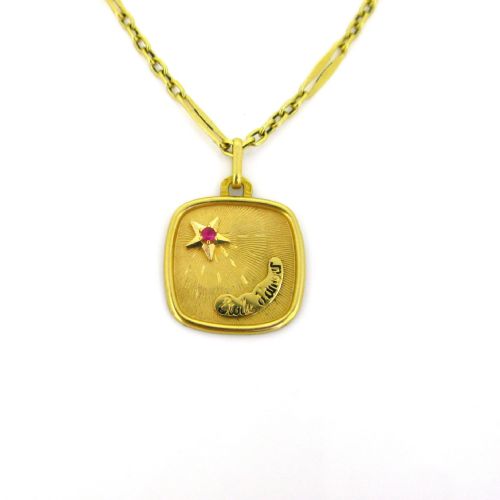 fig 1. Vintage Etoile d’Amour Love Pendant by Perroud, 18k yellow gold, France
