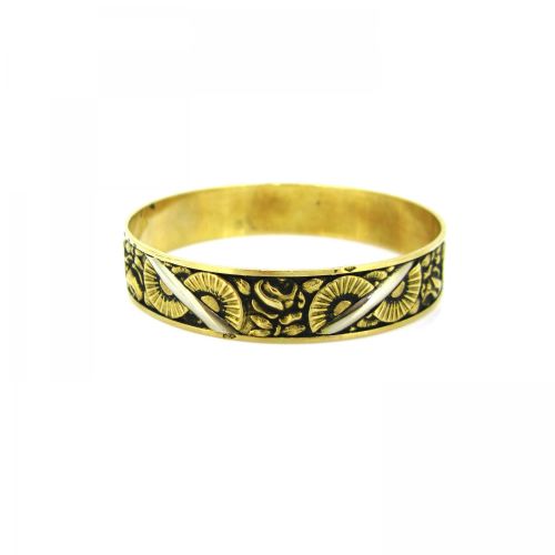 fig 1. Art Deco Two Tones Gold Floral Tarnished Bangle, 18kt white and yellow gold, France, circa 1925