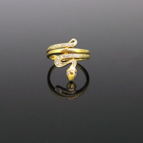 Vintage Diamonds Snake Ring, 18kt Yellow Gold, France, Circa 1950