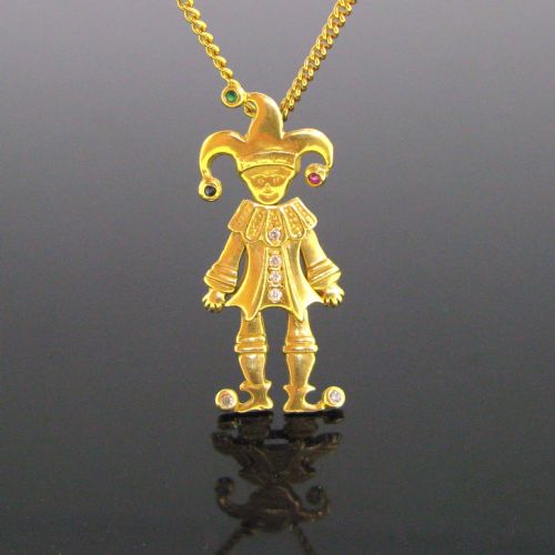 Vintage Articulated Puppet Pendant, 18kt Yellow Gold