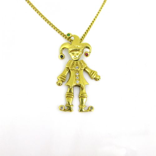 fig 1. Vintage Articulated Puppet Pendant, 18kt yellow gold