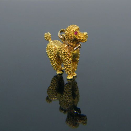 Vintage Poodle Pendant/charm, 18kt Yellow Gold