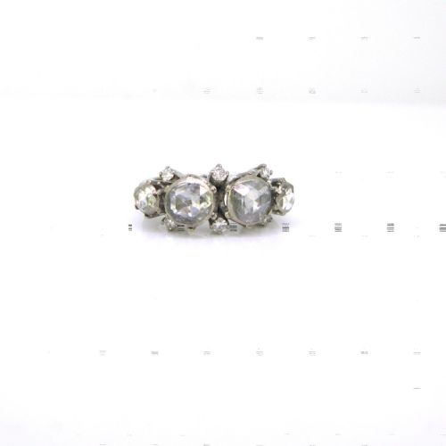 RETRO ROSE CUT AND SINGLE CUT DIAMONDS RING 18KT WHITE GOLD AND PLATINUM CIRCA 1950 - ADDITIONAL PHOTO 1