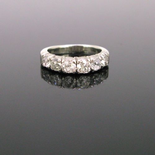 Vintage Half Eternity Diamond Ring, 18kt White Gold, Circa 1940