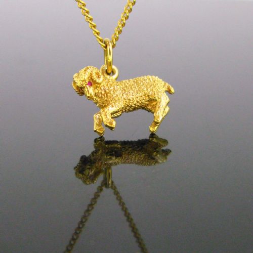 Vintage Ram Pendant/charm, 18kt Yellow Gold, France