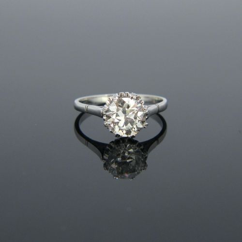 Belle Epoque Edwardian Solitaire Diamond Ring, Platinum