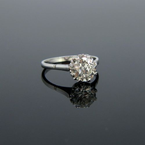 fig 1. Belle Epoque Edwardian Solitaire Diamond Ring, Platinum