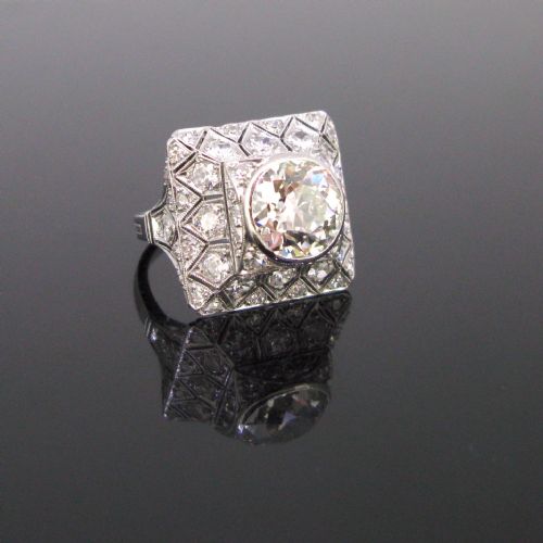 Art Deco 4ct Old European Cut Diamonds Ring, Platinum,  Circa 1925