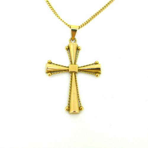 fig 1. Retro 18kt yellow Gold Cross Pendant, France, circa 1940