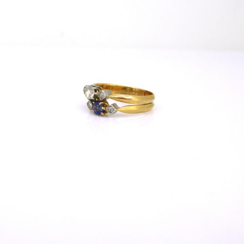 ANTIQUE EDWARDIAN SAPPHIRE DIAMOND TOI ET MOI RING CIRCA 1910 - ADDITIONAL PHOTO 4