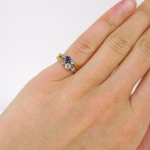 ANTIQUE EDWARDIAN SAPPHIRE DIAMOND TOI ET MOI RING CIRCA 1910 - ADDITIONAL PHOTO 5