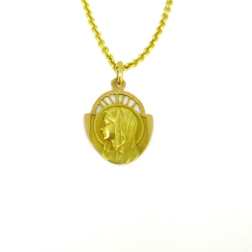 fig 1. Art Deco Saint Religious Cut out Medal Pendant,18kt yellow and rose gold,  circa 1930, France