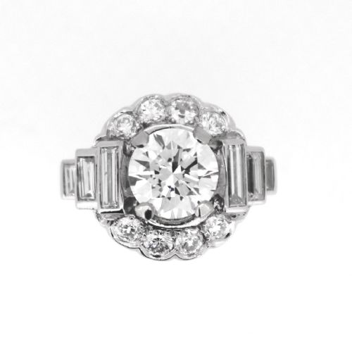 fig 1. Art Deco 2.05ct Cut Diamond Cluster Ring, Platinum, France, circa 1930