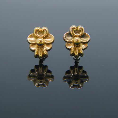 Retro Dormeuses Earrings, 18kt Yellow Gold, France, Circa 1950