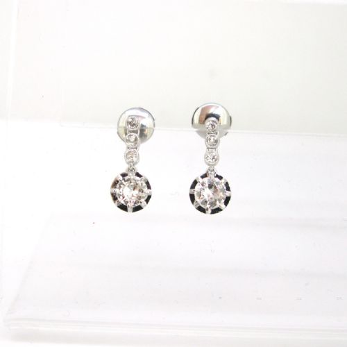 fig 1. Antique Diamonds Dormeuses earrings, 18kt white gold and platinum, circa 1920