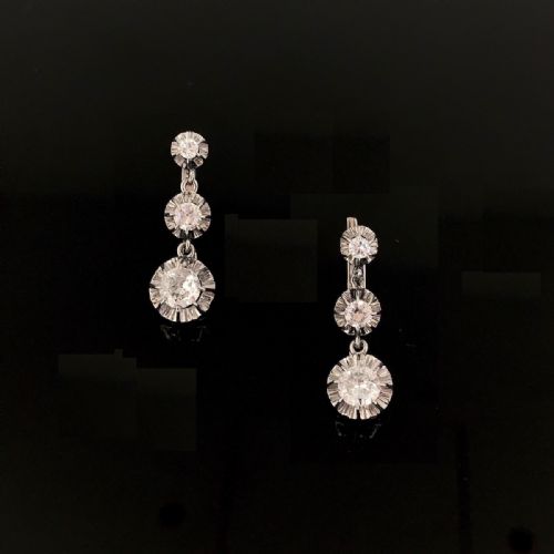 Antique Diamonds Dormeuses Earrings, Early 20th Century