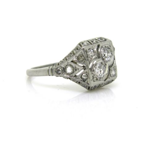 fig 1. French Art Deco Diamonds ring, platinum, circa 1920