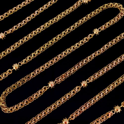 Antique Victorian Long Chain, 59 Inches, 18kt Gold, France