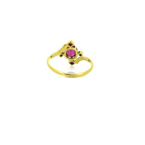 fig 1. Antique Art nouveau Ruby and Rose cut Diamonds Ring, 18kt gold and platinum, France, circa 1910