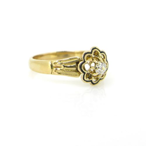 FRENCH VICTORIAN ENAMEL DIAMOND RING 18KT GOLD CIRCA 1880 - ADDITIONAL PHOTO 2