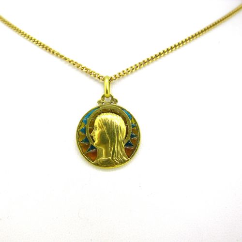 ANTIQUE ART NOUVEAU PLIQUE A JOUR RELIGIOUS MEDAL BY SELLIER FRANCE CIRCA 1900 - ADDITIONAL PHOTO 4