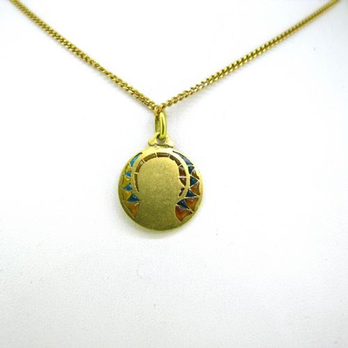 ANTIQUE ART NOUVEAU PLIQUE A JOUR RELIGIOUS MEDAL BY SELLIER FRANCE CIRCA 1900 - ADDITIONAL PHOTO 2