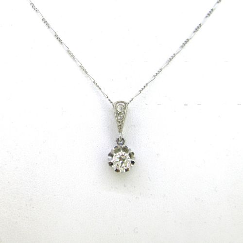ANTIQUE BELLE EPOQUE DIAMONDS PENDANT ON CHAIN PLATINUM FRANCE CIRCA 1915 - ADDITIONAL PHOTO 1
