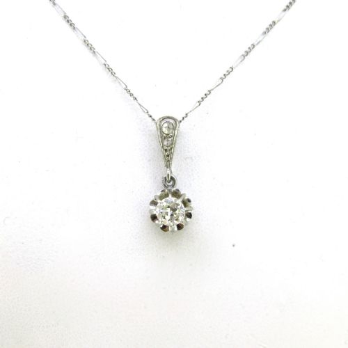 ANTIQUE BELLE EPOQUE DIAMONDS PENDANT ON CHAIN PLATINUM FRANCE CIRCA 1915 - ADDITIONAL PHOTO 3