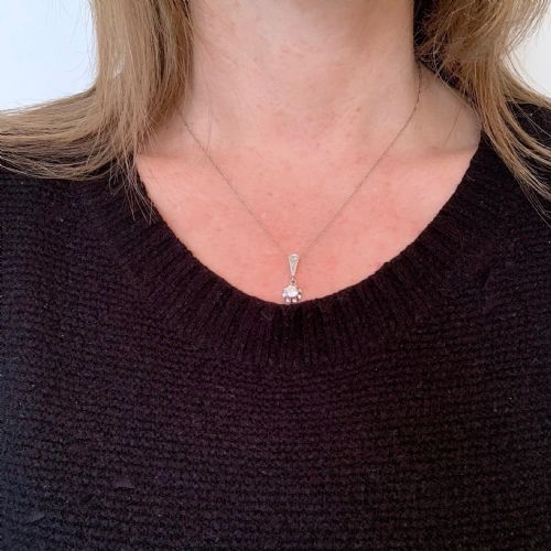 ANTIQUE BELLE EPOQUE DIAMONDS PENDANT ON CHAIN PLATINUM FRANCE CIRCA 1915 - ADDITIONAL PHOTO 6