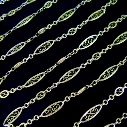 antique victorian long chain 58 inches 18kt yellow gold france circa 1880 - CATEGORY: ANTIQUE JEWELLERY - DATED VICTORIAN