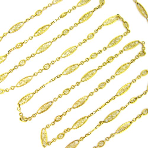 ANTIQUE VICTORIAN LONG CHAIN 58 INCHES 18KT YELLOW GOLD FRANCE CIRCA 1880 - ADDITIONAL PHOTO 1