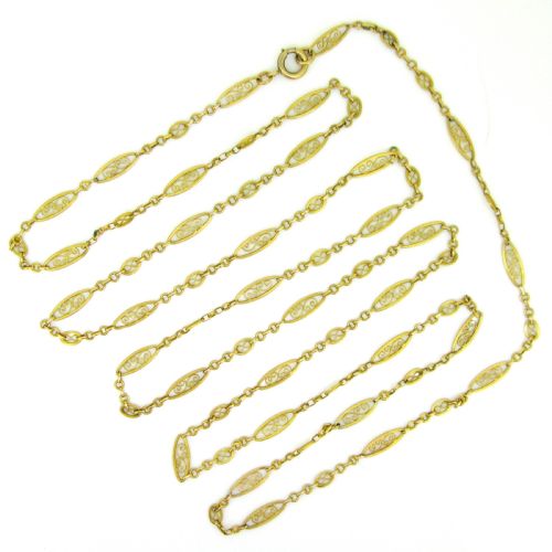 ANTIQUE VICTORIAN LONG CHAIN 58 INCHES 18KT YELLOW GOLD FRANCE CIRCA 1880 - ADDITIONAL PHOTO 4