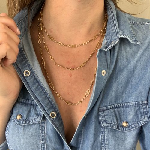 ANTIQUE VICTORIAN LONG CHAIN 58 INCHES 18KT YELLOW GOLD FRANCE CIRCA 1880 - ADDITIONAL PHOTO 6