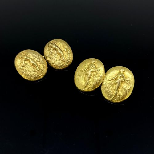 ANTIQUE ART NOUVEAU CUFFLINKS 18KT GOLD CIRCA 1900 - ADDITIONAL PHOTO 2