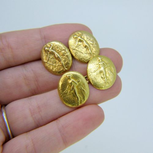 ANTIQUE ART NOUVEAU CUFFLINKS 18KT GOLD CIRCA 1900 - ADDITIONAL PHOTO 5