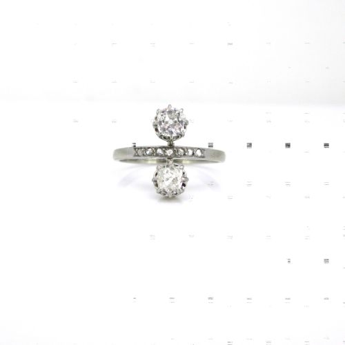 ANTIQUE EDWARDIAN DIAMONDS RING 18KT GOLD AND PLATINUM FRANCE CIRCA 1910 - ADDITIONAL PHOTO 1