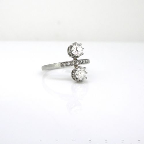 ANTIQUE EDWARDIAN DIAMONDS RING 18KT GOLD AND PLATINUM FRANCE CIRCA 1910 - ADDITIONAL PHOTO 2