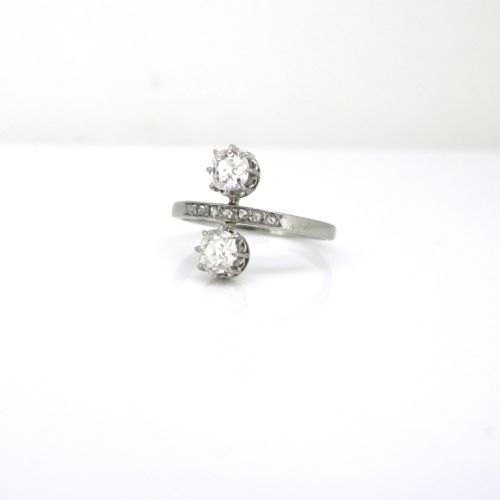 ANTIQUE EDWARDIAN DIAMONDS RING 18KT GOLD AND PLATINUM FRANCE CIRCA 1910 - ADDITIONAL PHOTO 5