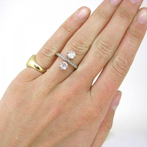 ANTIQUE EDWARDIAN DIAMONDS RING 18KT GOLD AND PLATINUM FRANCE CIRCA 1910 - ADDITIONAL PHOTO 6