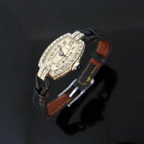 Art Deco Rose Cut Diamonds Wristwatch, 18kt White Gold, Circa 1930, France by Bar